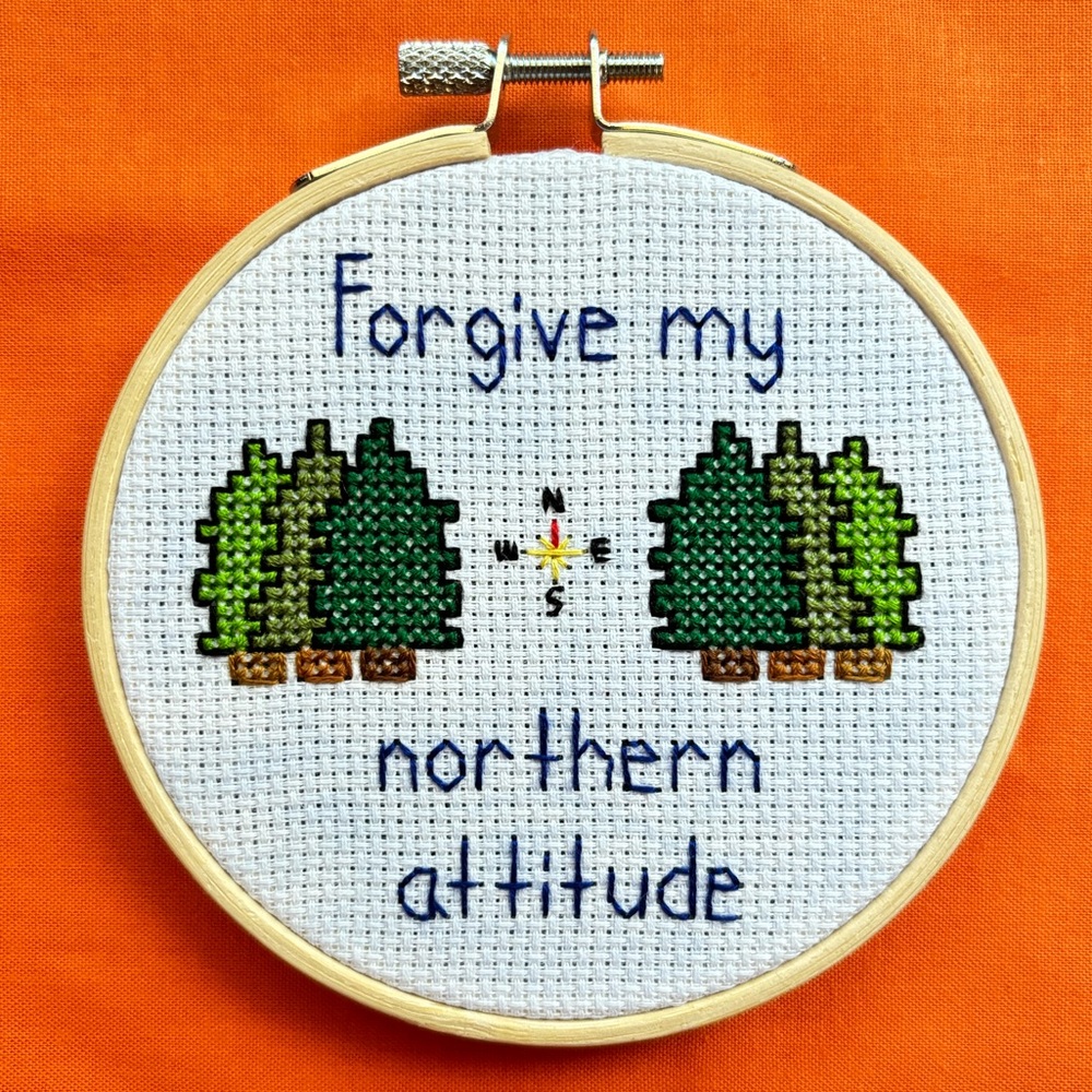 Noah Kahan “Northern Attitude” Lyrics 4-Inch Wooden-Framed Cross Stitch - Picture 4 of 6